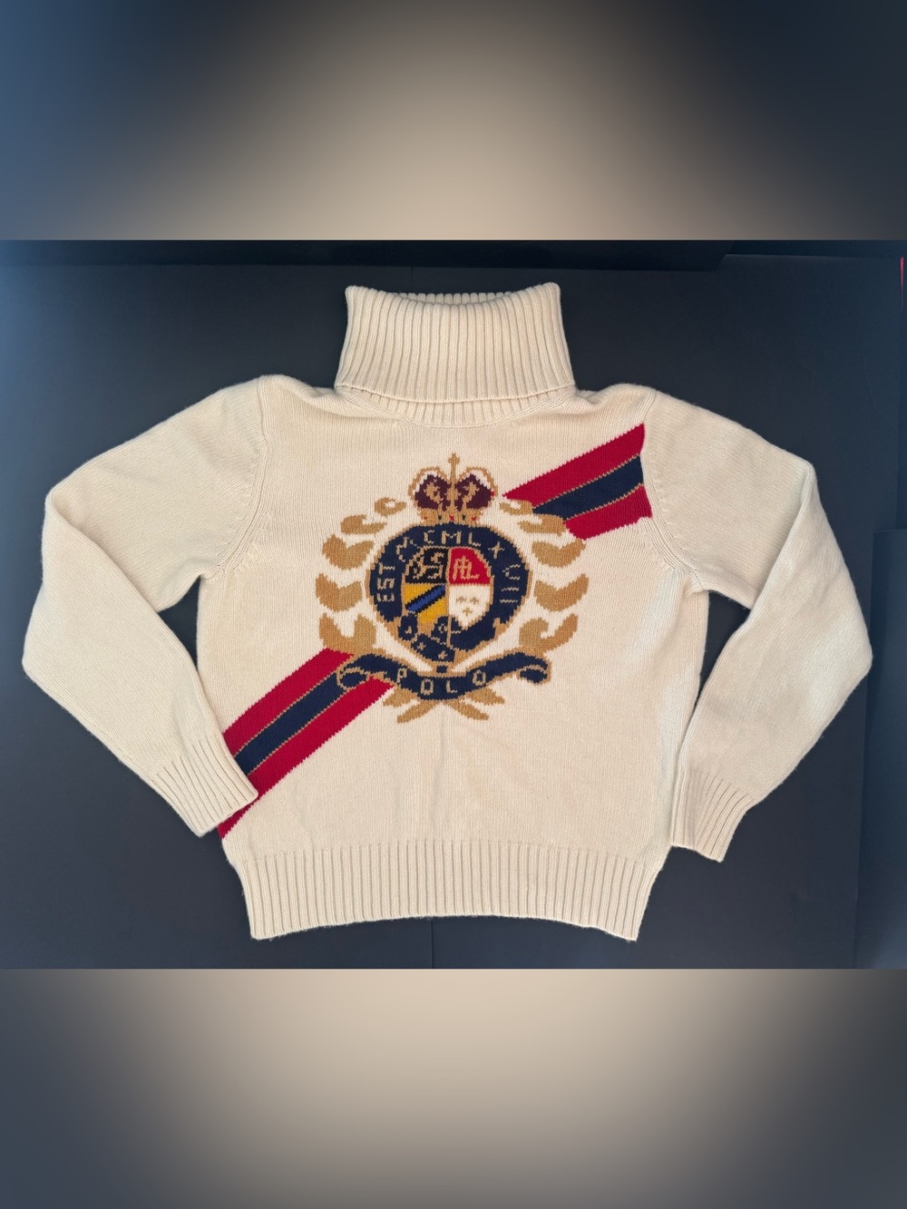 Polo Ralph Lauren Intarsia-Crest Wool Turtleneck Sweater